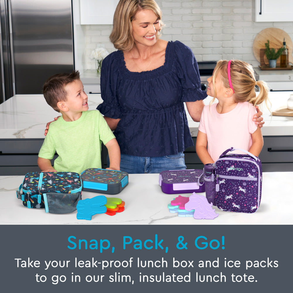 Bentgo Kids Snap & Go Lunch Box, Insulated Lunch Tote, & Ice Packs